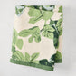 Peter Dunham x Hudson Grace Fig Leaf Printed Natural Tablecloth, 100% cotton slub, green border.