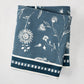 Peter Dunham x Hudson Grace Indigo Blue Indian Chintz 100% cotton slub tablecloth with floral print and border.
