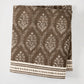 Peter Dunham x Hudson Grace Jaali Flower Chocolate Brown Printed Tablecloth, 100% cotton slub, 70"W x 108"L.