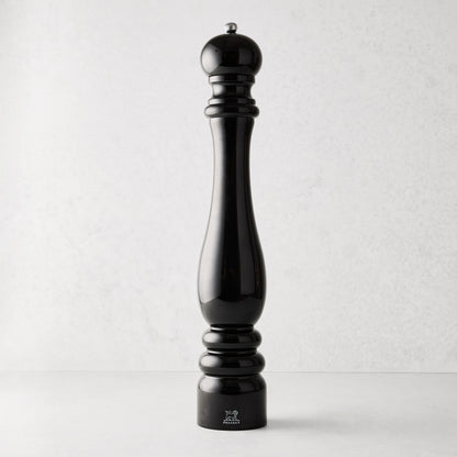 Peugeot Paris 20-inch extra large pepper mill in glossy black lacquered beechwood with a stainless steel top knob.