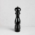 Peugeot Paris Black Lacquer 9" Salt Mill, glossy sustainable beechwood, elegant silhouette.
