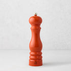 Peugeot Paris Exclusive 9" salt mill in HG International Orange sustainable beechwood with silver top.