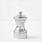 Peugeot Paris Silverplate 4" Salt Mill, Mignonette Z model replica, shiny silver-plated metal.