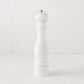 Peugeot Paris White Lacquer 9" Salt Mill, glossy white beechwood with a silver top knob.