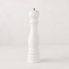 Peugeot Paris White Lacquer 9" Salt Mill, glossy white beechwood with a silver top knob.
