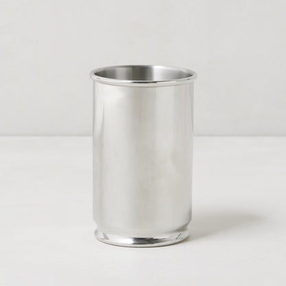 Silver pewter Tabasco holder, 3.5"H x 2", designed for 5oz bottle, with a sleek, polished finish.