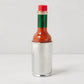 Silver pewter Tabasco holder, 3.5"H x 2", displaying a 5oz Tabasco bottle with red cap and green label.