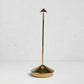 Pina Pro Glossy Gold rechargeable LED lamp with a conical base, thin rod, and triangular shade.