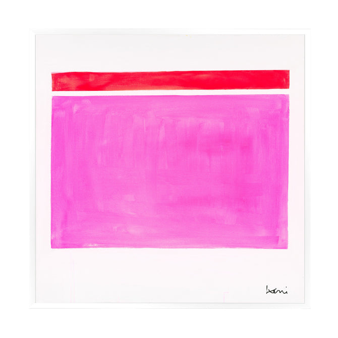 Kerri Rosenthal Pink Dreams Art Print: vivid pink and red abstract painting in a white frame.