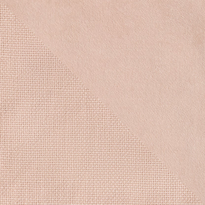 Pink linen and velvet reversible pillow, 22" square, with visible fabric textures.