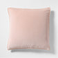 Pink linen and velvet 22" square reversible pillow with piped edges.