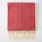 Poppy Red Italian Herringbone Throw Blanket, 51"x67", with cream fringe.