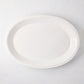 Ravello Large Oval Stoneware Serving Platter, white glaze, 21"L x 15.2"W, raised edge.