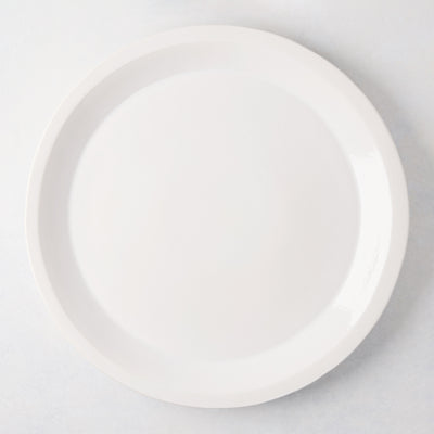 Ravello Round Stoneware Serving Platter, 15.75"Dia, white glaze, raised edge.