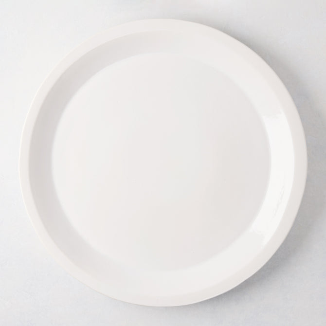 Ravello Round Stoneware Serving Platter, 15.75"Dia, white glaze, raised edge.