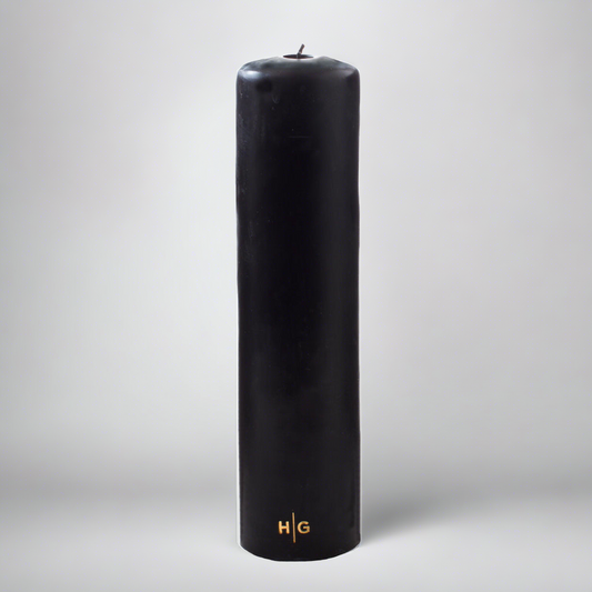 Black Unscented Pillar Candle, 3"x12"