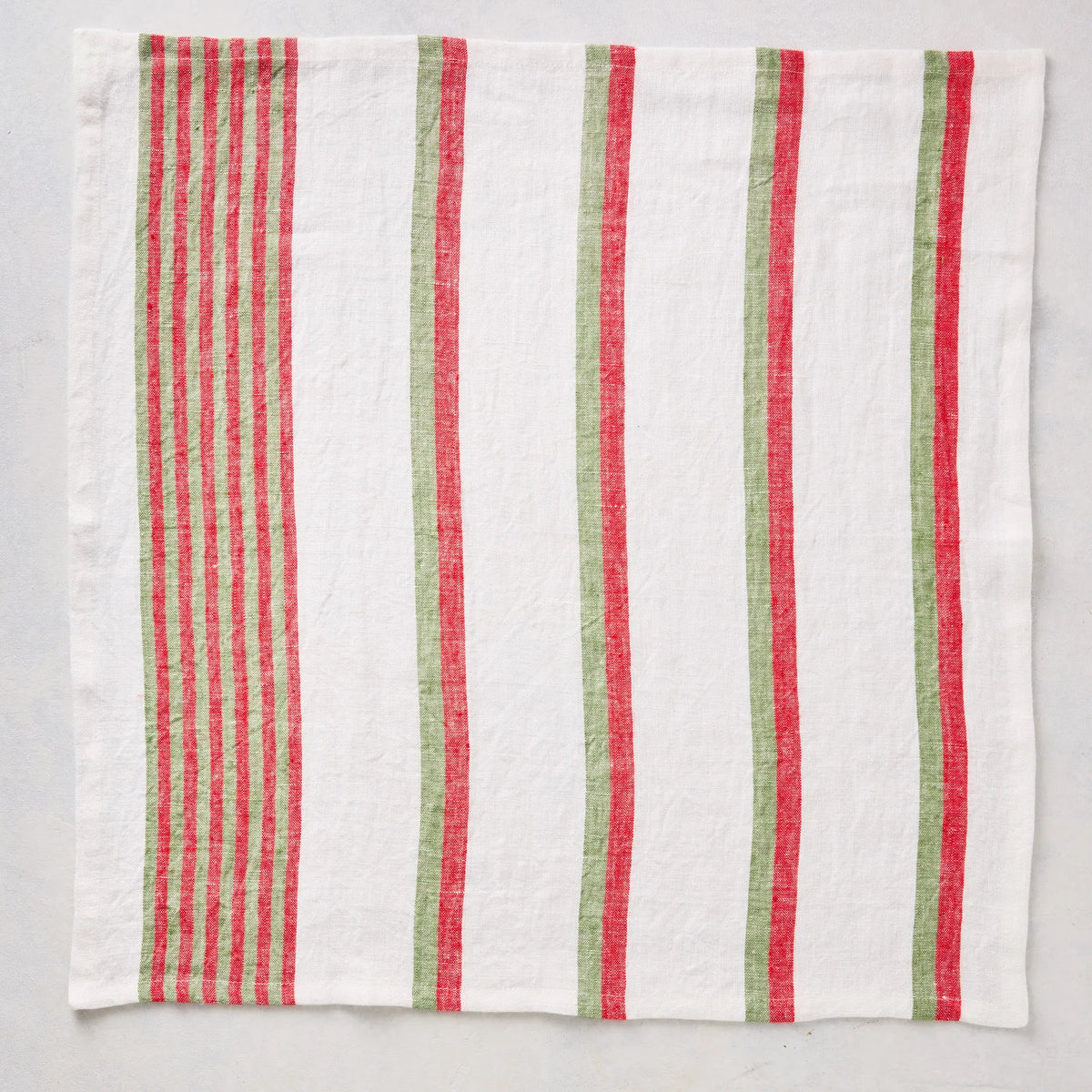 Red and Green Candy Cane Stripe Linen Napkin 