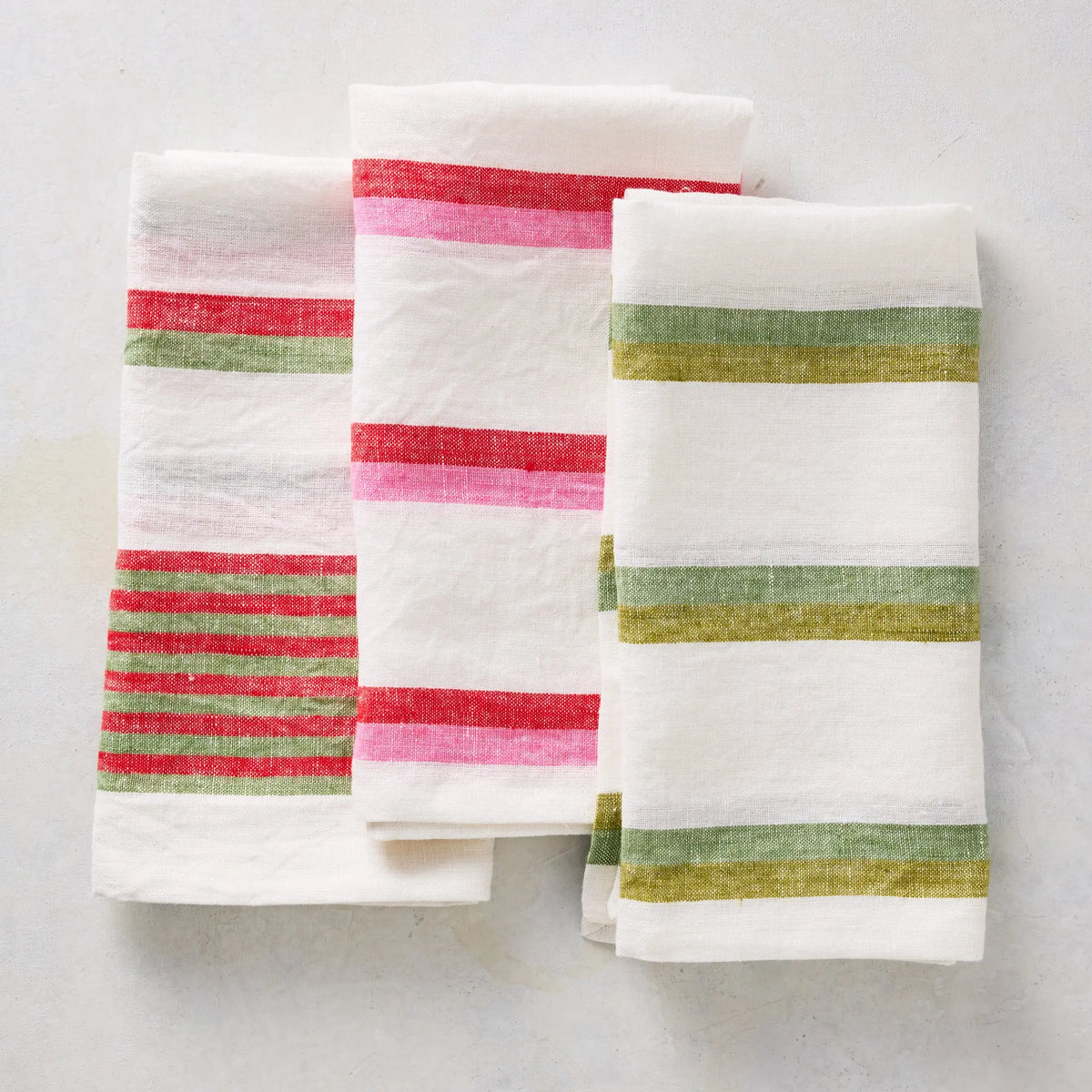 Red and Pink Candy Cane Stripe Linen Napkin 