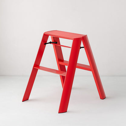 Red Lucano Hasegawa 2-step lightweight aluminum and steel ladder with black accents.