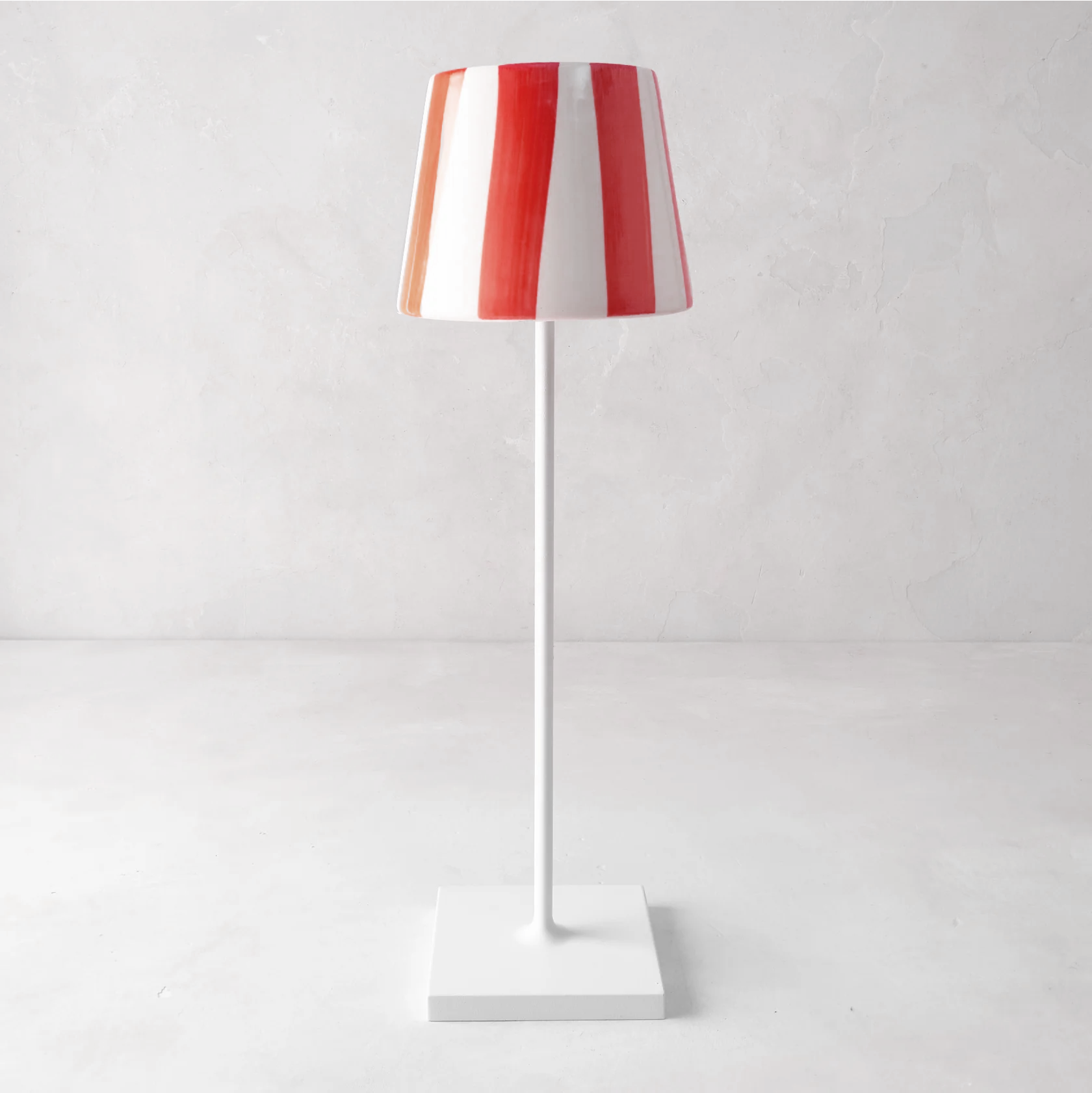 Red Striped Removable Ceramic Lamp Sh...