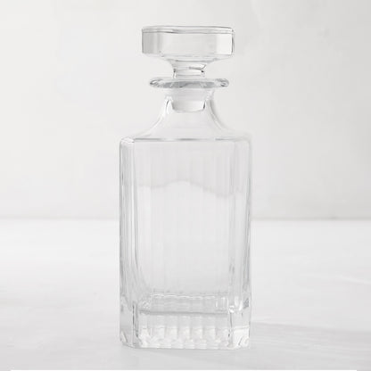 Regent Eco-Crystal Decanter, clear lead-free crystal with vertical fluting and stopper.