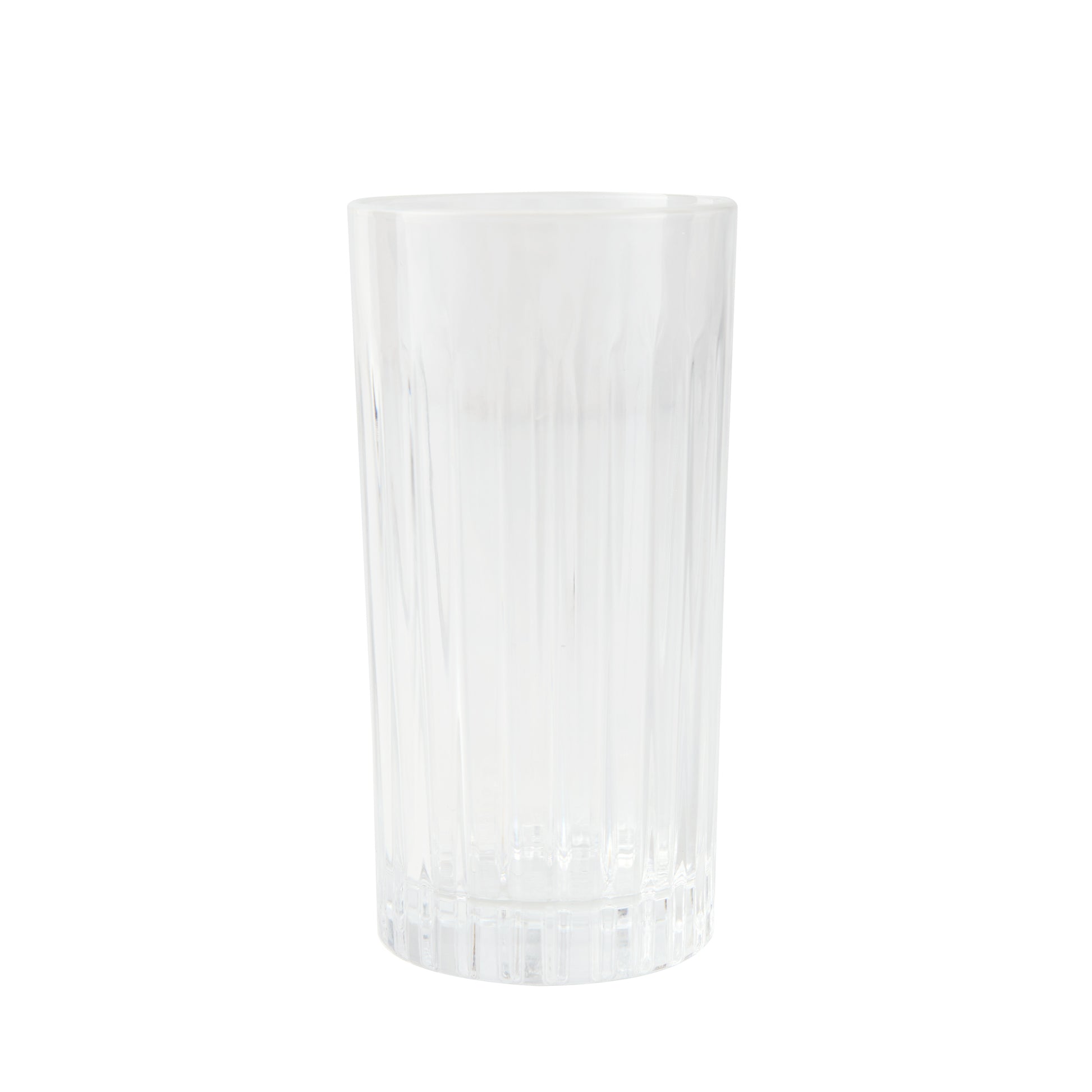 Clear Regent Eco-Crystal High Ball Glass, 6"H, with vertical ridges.