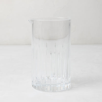 Regent Eco-Crystal Mixing Glass, clear lead-free crystal with vertical ribbed design and pour spout.