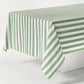Rockport Green Stripe Cotton Tablecloth with Yellow Trim, 108"L x 70"W.