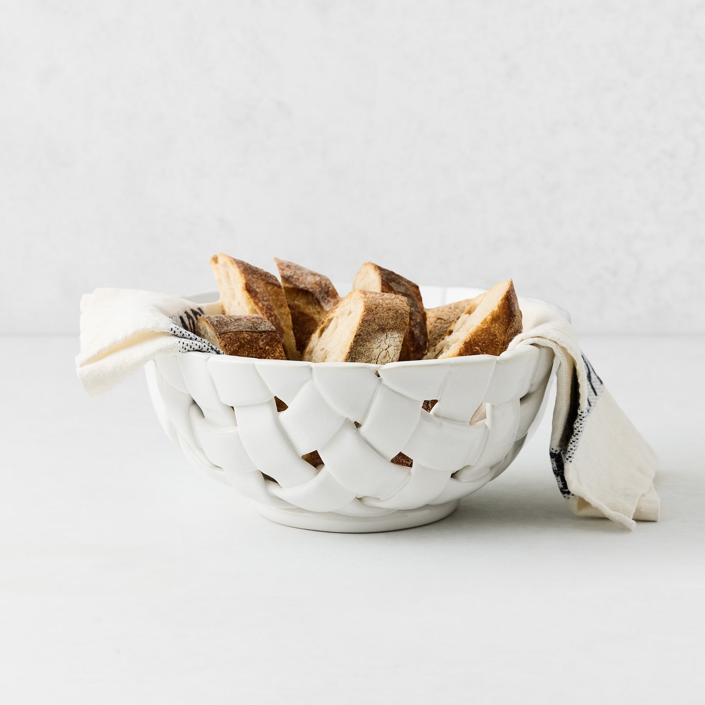 Round Woven Ceramic Bread Basket