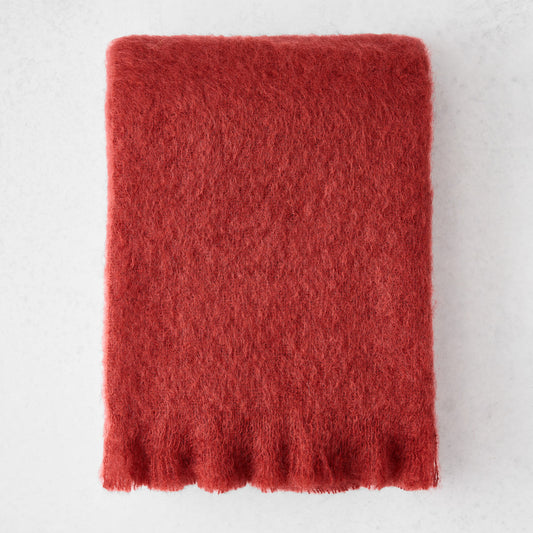 Russet Red Solid Mohair Throw