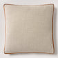 Hudson Grace 22" square pillow with flax linen front and rust orange velvet gusset.