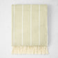 Sage Green Fiji Stripe Throw Blanket, 51"W x 67"L, 50% Cotton, 50% Acrylic, with fringe.