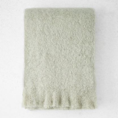 Sage Green Solid Mohair Throw Blanket