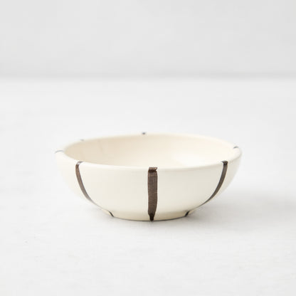 Salerno Chocolate Brown Stripe Ceramic Dipping Bowl