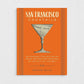 Orange San Francisco Cocktails book with a martini glass silhouette revealing a map of the Golden Gate.