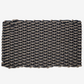 Handwoven Sand and Navy Braided Rope Doormat with a tight, textured weave.