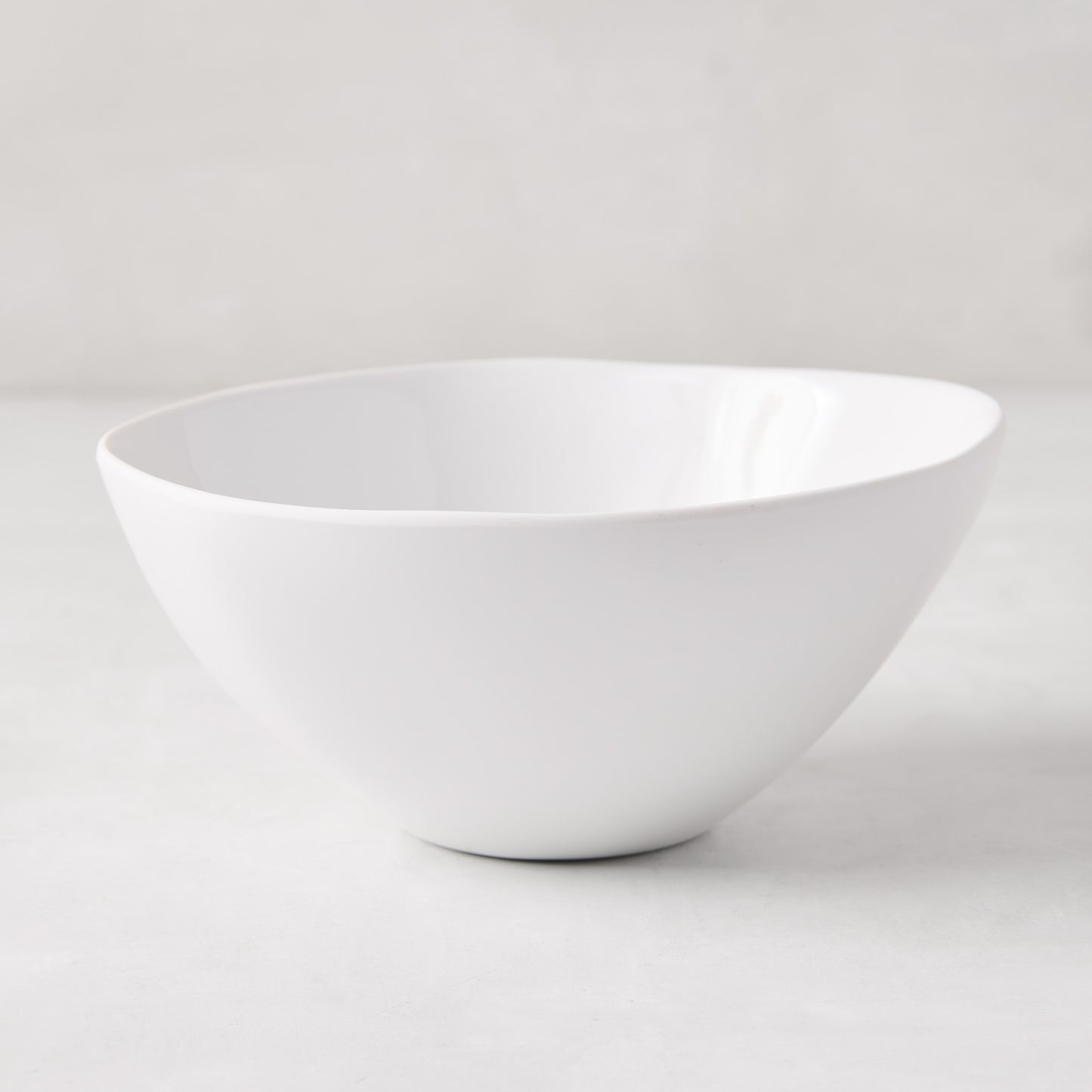 Sandia White Melamine Cereal Bowl, 6"Dia x 3"H, with matte exterior and glossy interior.