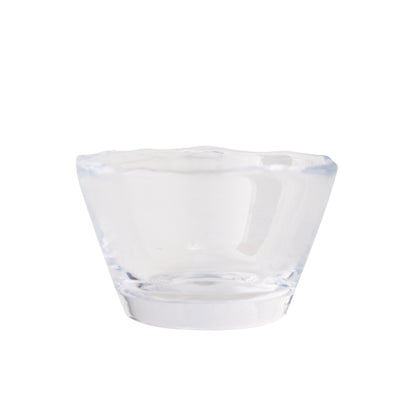 Clear mouthblown glass breakfast bowl with a unique scissor-cut top, 5" Dia x 3"H.