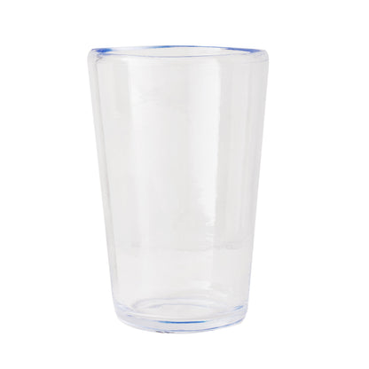Clear acrylic Seadrift highball glass with a subtle blue rim and base, 19oz.