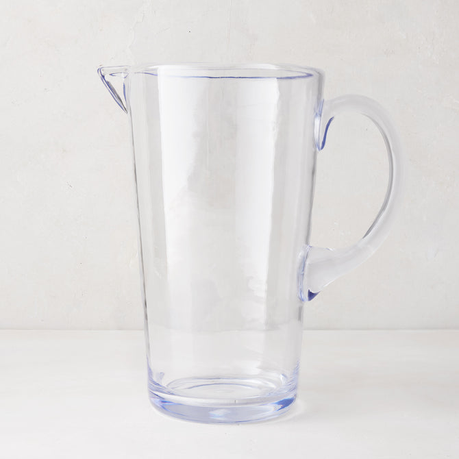 Clear Acrylic Seadrift Pitcher, 70oz, with handle and spout, on a white background.