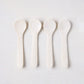 Set of 4 hand-carved Mother of Pearl caviar spoons, 3.25"L, with unique natural variations.
