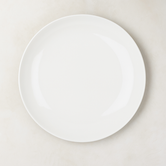 Sicily 15.75" Dia round white ceramic serving dish with a luxury glaze.