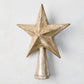 8-inch antique silver papier-mâché five-pointed star Christmas tree topper with a conical base.