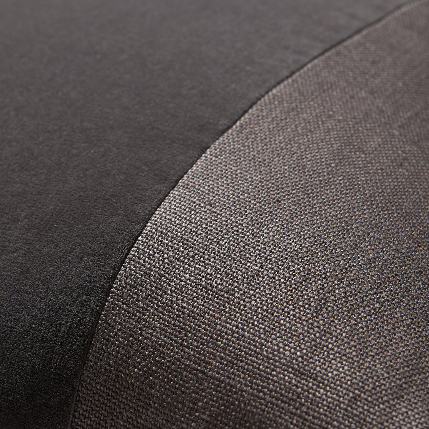 Slate Grey Tonal Wide Velvet Stripe and Linen Pillow, 22" Square.
