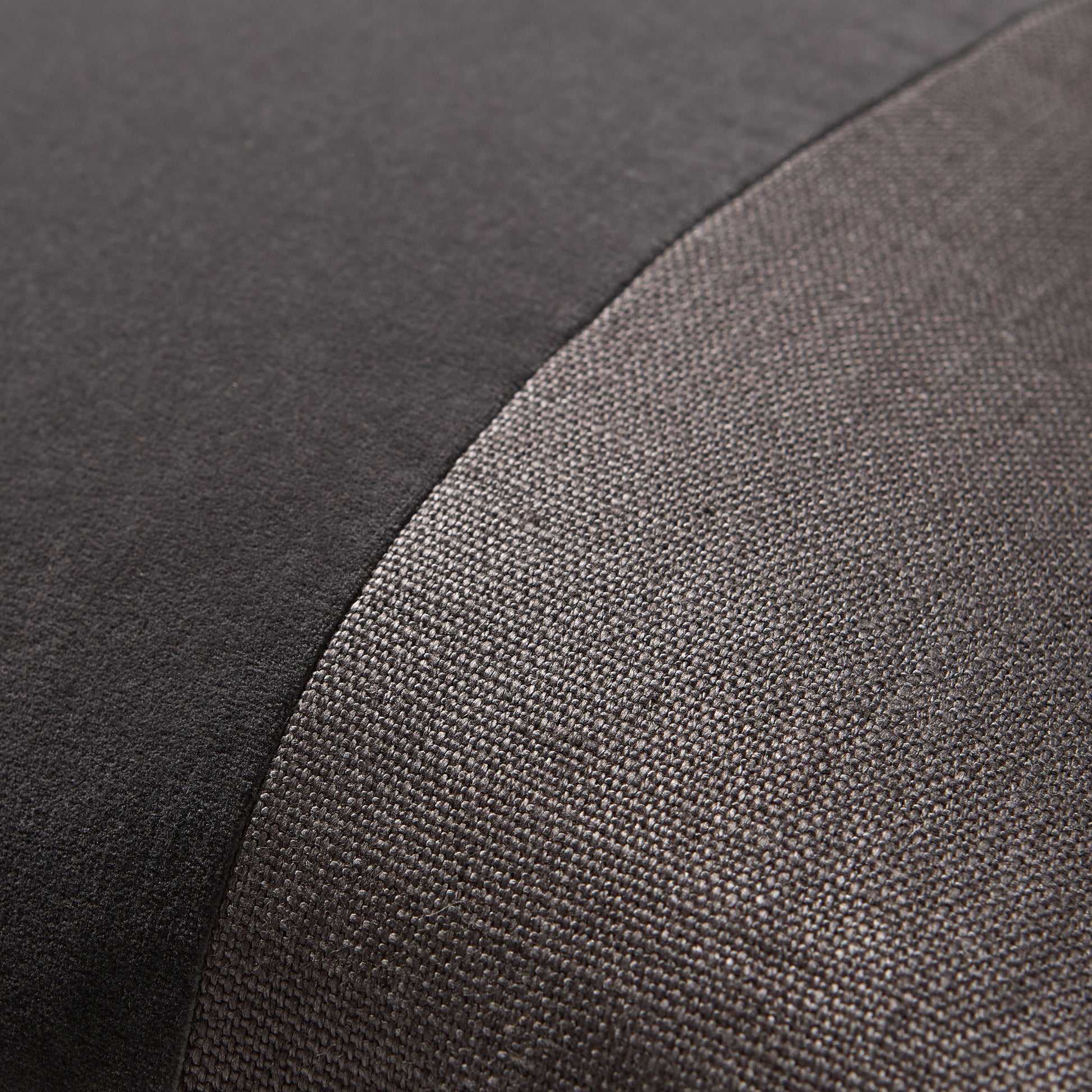 Slate Grey Tonal Wide Velvet Stripe and Linen Pillow, 22" Square.