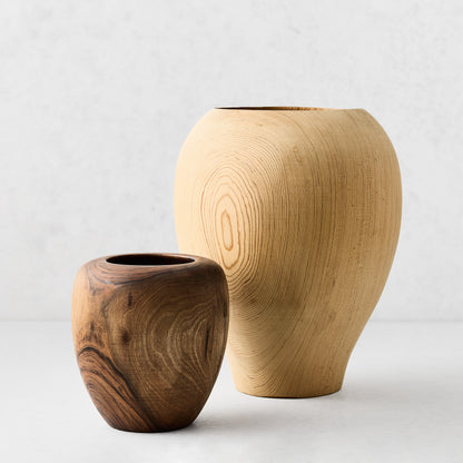 Small Decorative Cedar Wood Vase