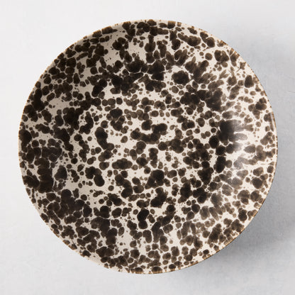 Nuno Splatter Stoneware Serve Bowl, pale cream with unique brown splatter pattern, 12"Dia.