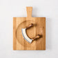 Small reclaimed oak wood cutting board bowl with mezzaluna blade, 13"L x 9.8"W.
