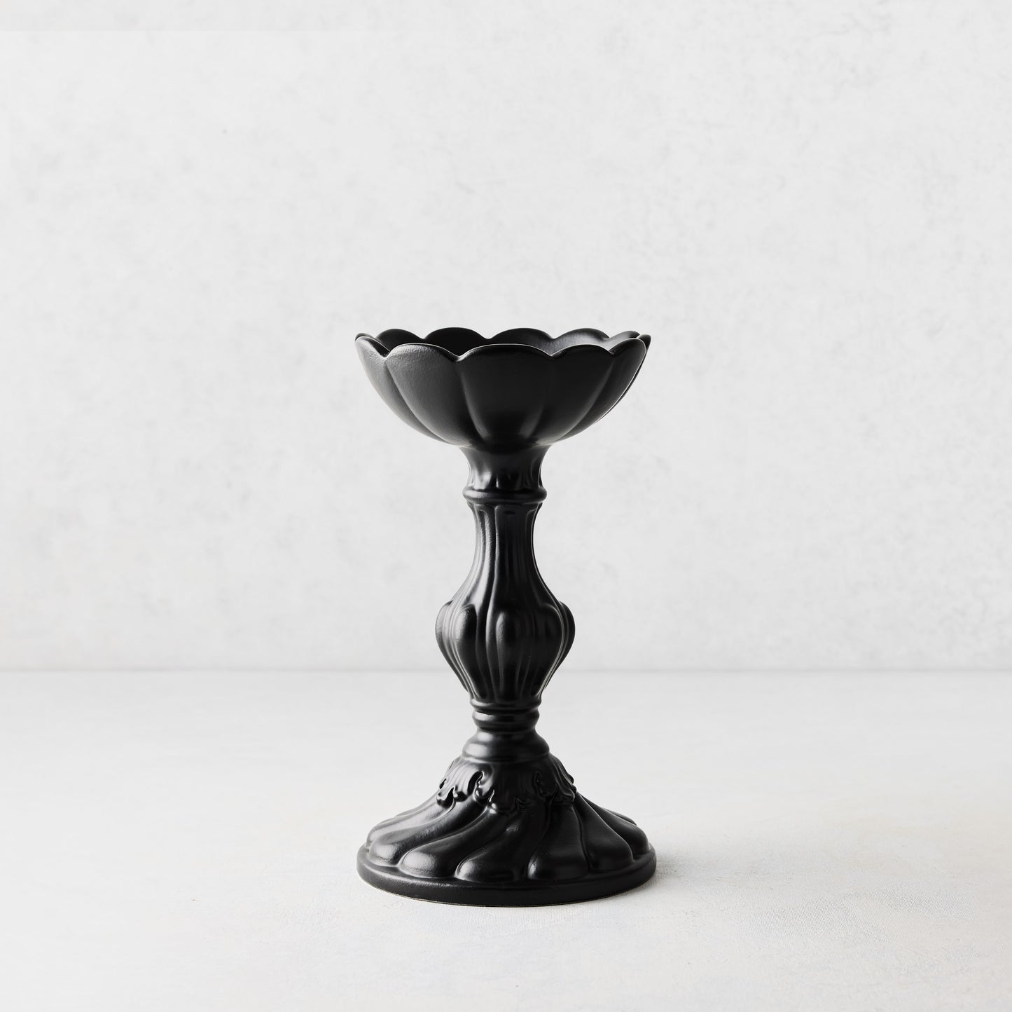 Small Tosca Matte Black Ceramic Candlestick