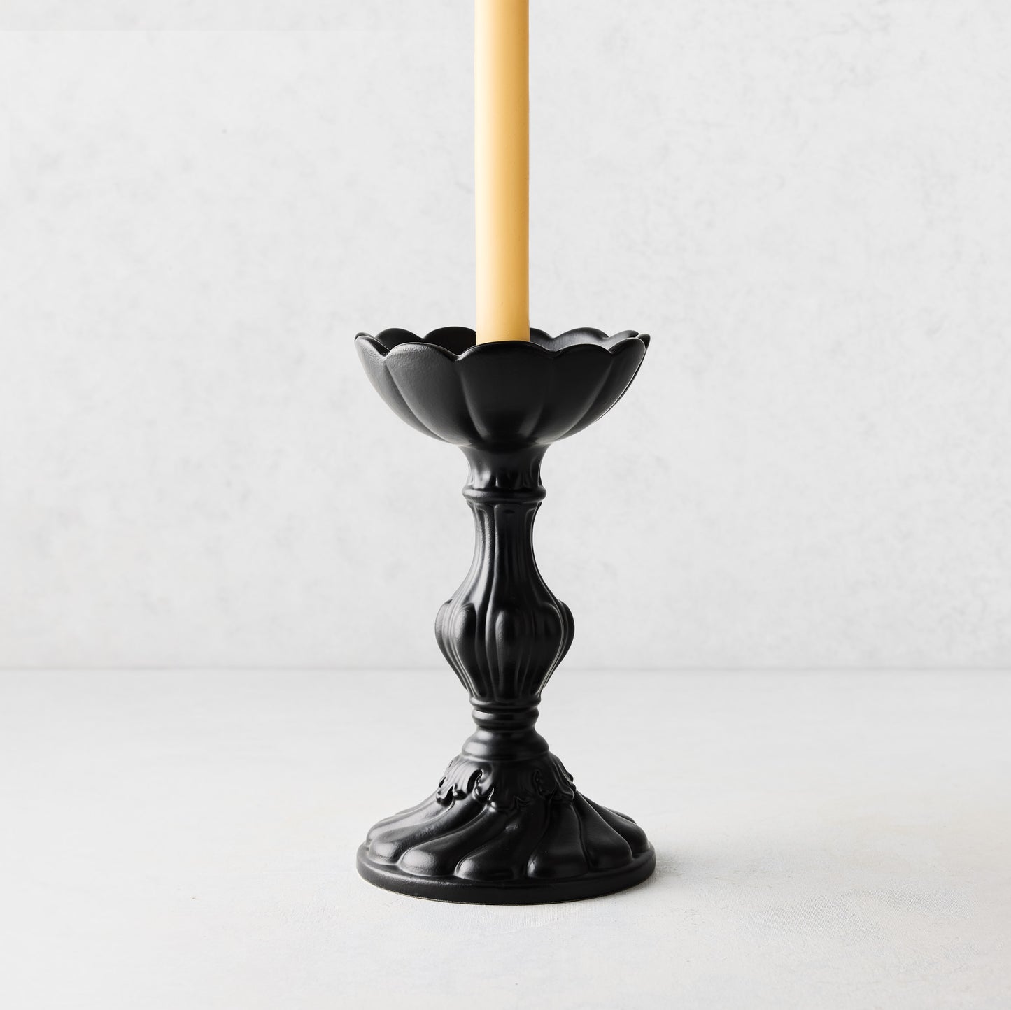 Small Tosca Matte Black Ceramic Candlestick